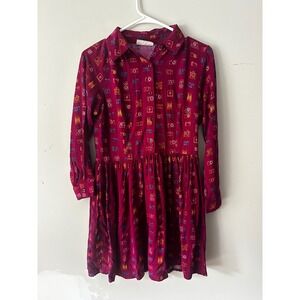 Circus Burgundy Vintage Camera Print Button Front  Mini Shirt Dress UK 10 US S